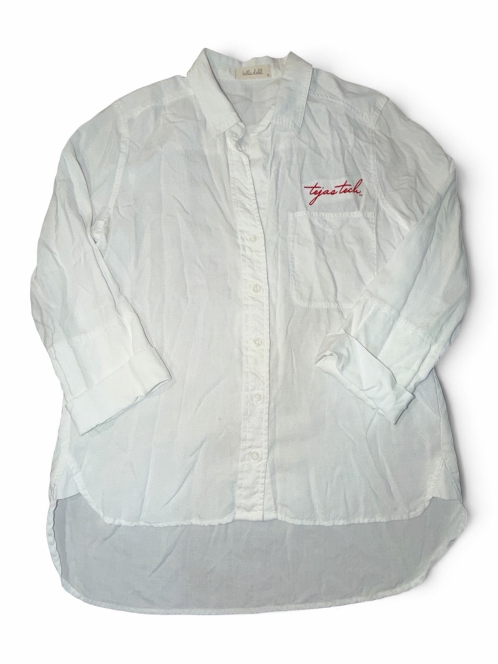 Bella Dahl, Size S, White, Tejas Tech Embroidered Lyocell Button-Down
